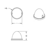 17 LED Dual Function Watermelon Flush Mount Kit With Low Profile Bezel - Red LED/Red Lens