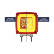 53 LED Double Stud Double Face GloLight With Side Marker (Turn Signal) Driver - Amber & Red LED/Amber & Red Lens