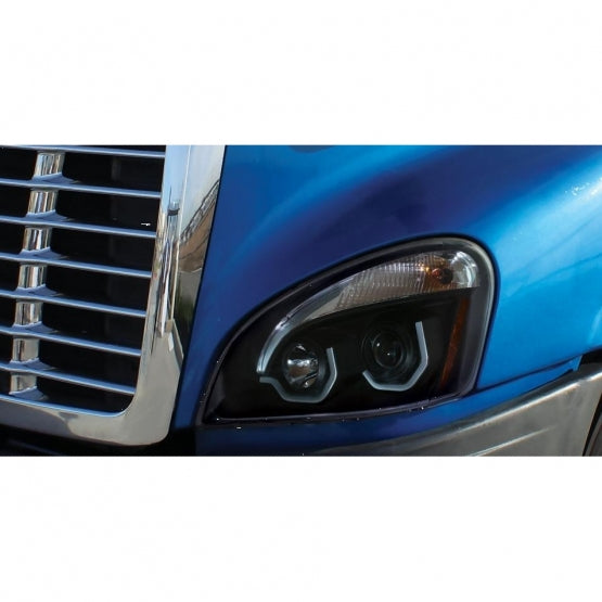 Blackout Projection Headlight With White LED Position Light For 2008-2017 Freightliner Cascadia - Driver