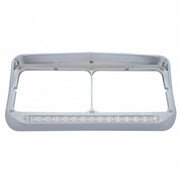 Rectangular Dual Headlight Bezel With Visor And LED Sequential Light Bar (Passenger) - Amber LED/Clear Lens