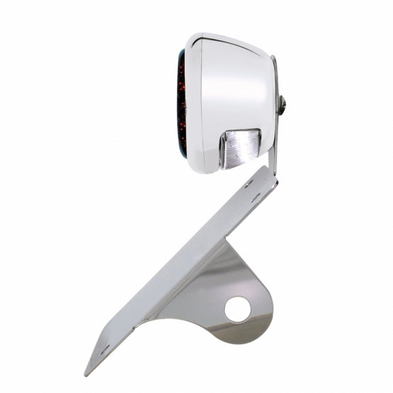 Chrome Vertical Side Mount License Bracket For Motorcycle With 1933-36 Ford Style LED Tail Light
