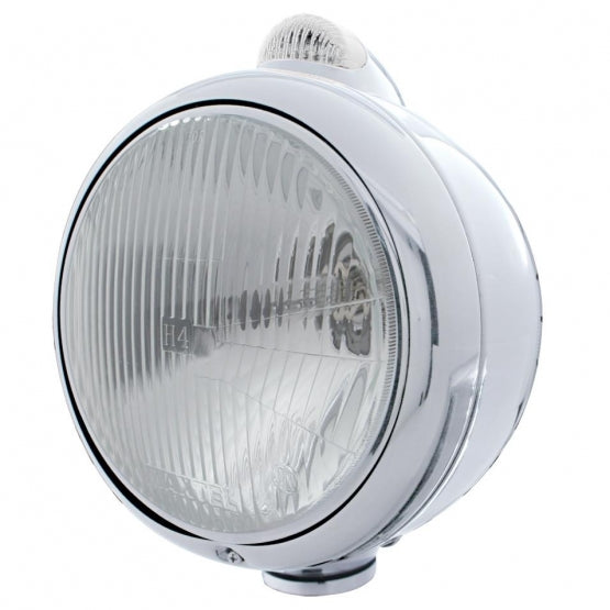 Chrome Guide 682-C Style Headlight H4 &amp; LED Turn Signal - Clear Lens