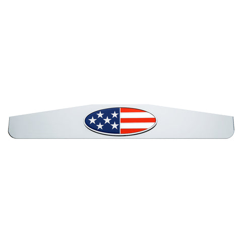 4" x 24" Chrome Bottom Mud Flap Weight With Oval USA Flag Emblem
