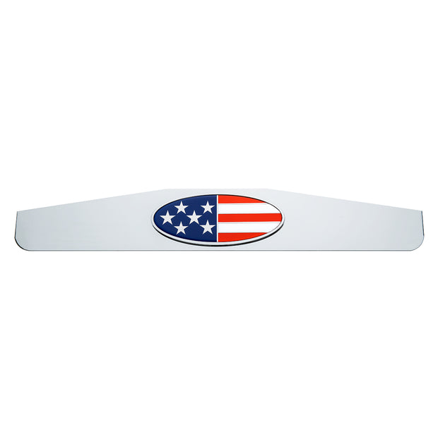4" x 24" Chrome Bottom Mud Flap Weight With Oval USA Flag Emblem