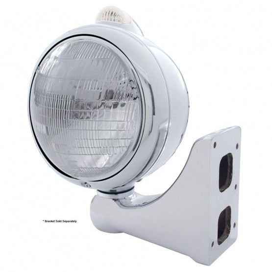 Stainless Steel Guide 682-C Style Headlight 6014 & LED Turn Signal - Clear Lens