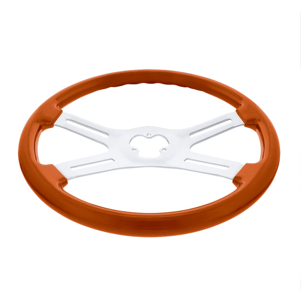18" Vibrant Color 4 Spoke Steering Wheel - Cadmium Orange