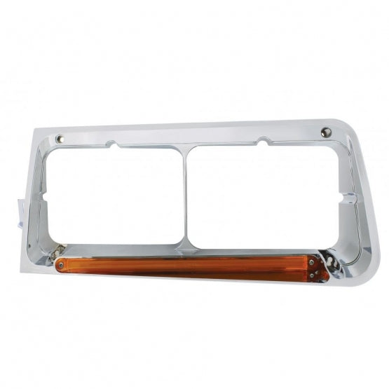 24 LED Headlight Bezel With GloLight For 1989-2009 Freightliner FLD - Driver - Amber Lens
