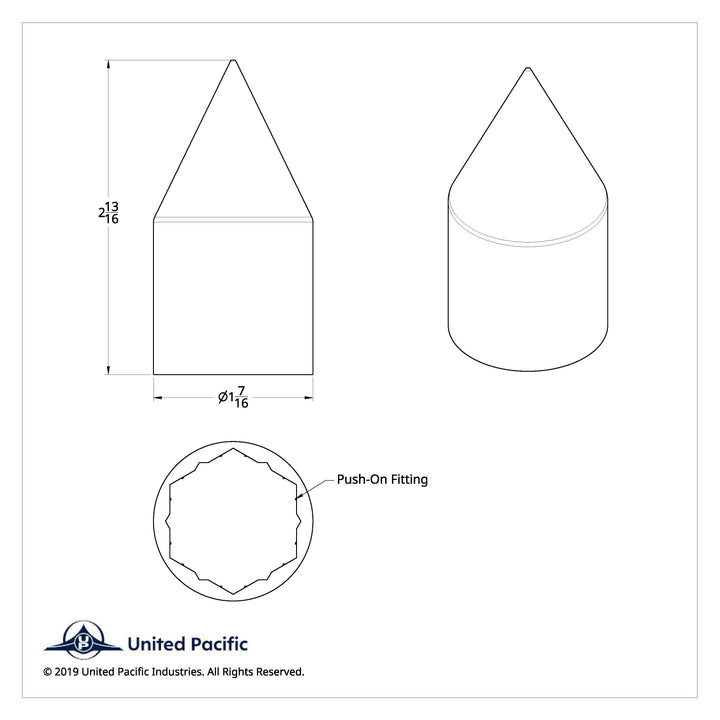 1-1/8" x 2-13/16" Chrome Plastic Spike Nut Covers - Push-On (Color Box Of 10)