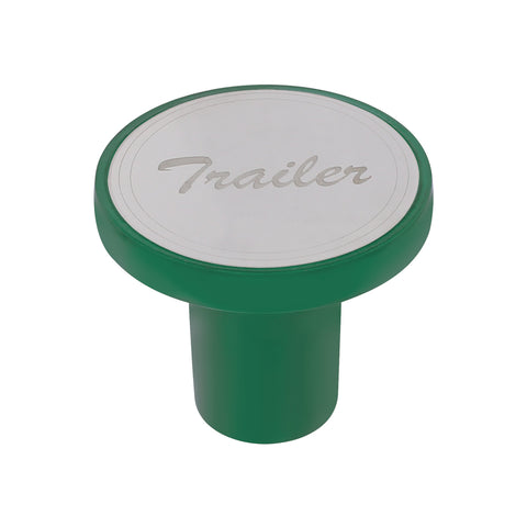 Aluminum Screw-On Air Valve Knob With Stainless Trailer Plaque - Emerald Green