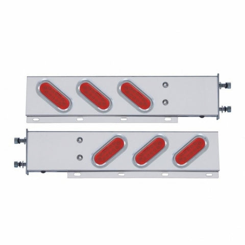3-3/4" Bolt Pattern Stainless Spring Loaded Light Bar With 6 Oval 12 LED Lights (Pair)