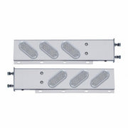 3-3/4" Bolt Pattern SS Spring Loaded Bar With 6" Oval 19 LED Lights & Bezel -Red LED/Clear Lens (Pair)