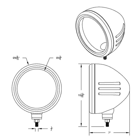 Stainless Classic Style Embossed Stripe Headlight Housing