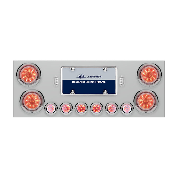 SS Rear Center Panel With 4X 10 LED 4" Lights &amp; 6X 9 LED 2" Lights -Red LED/Clear Lens