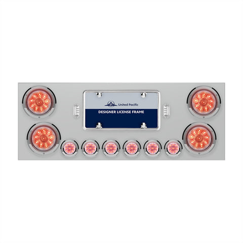 SS Rear Center Panel With 4X 10 LED 4" Lights & 6X 9 LED 2" Lights -Red LED/Clear Lens