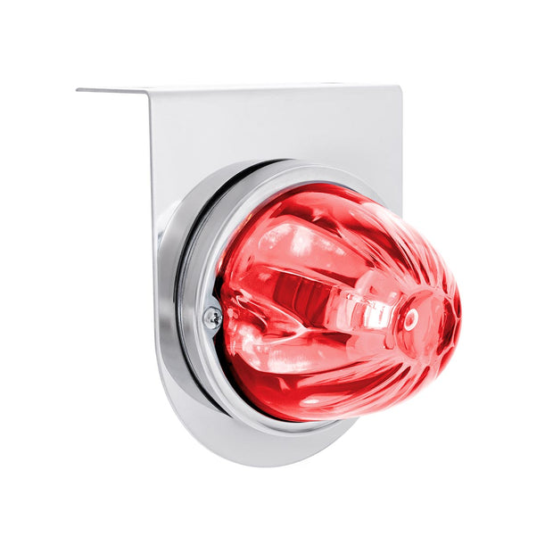 Star-Burst Glass Watermelon Light With Stainless Steel Light Bracket Kit-Red LED/Clear Lens