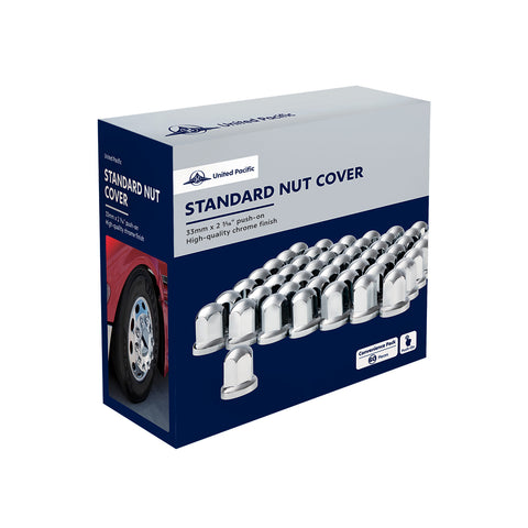 33mm X 2-7/16" Chrome Plastic Standard Nut Cover With Flange - Push-On (Color Box of 60)