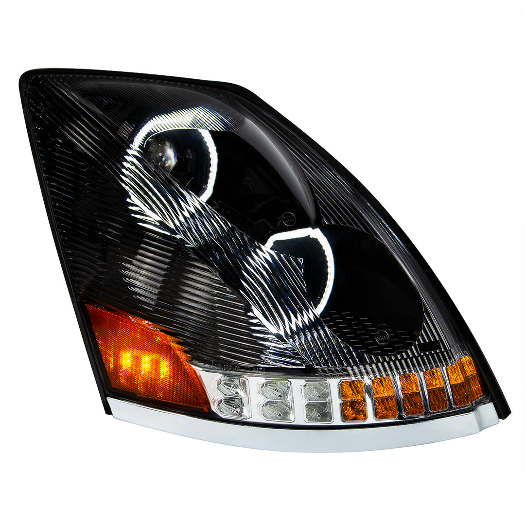 Black 10 LED Headlight For 2003-2017 Volvo VN/VNL - Passenger Side