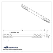 Stainless 1 Piece Rear Light Bar With 6X 12 LED 4" Reflector Lights & Visors - Red LED/Red Lens