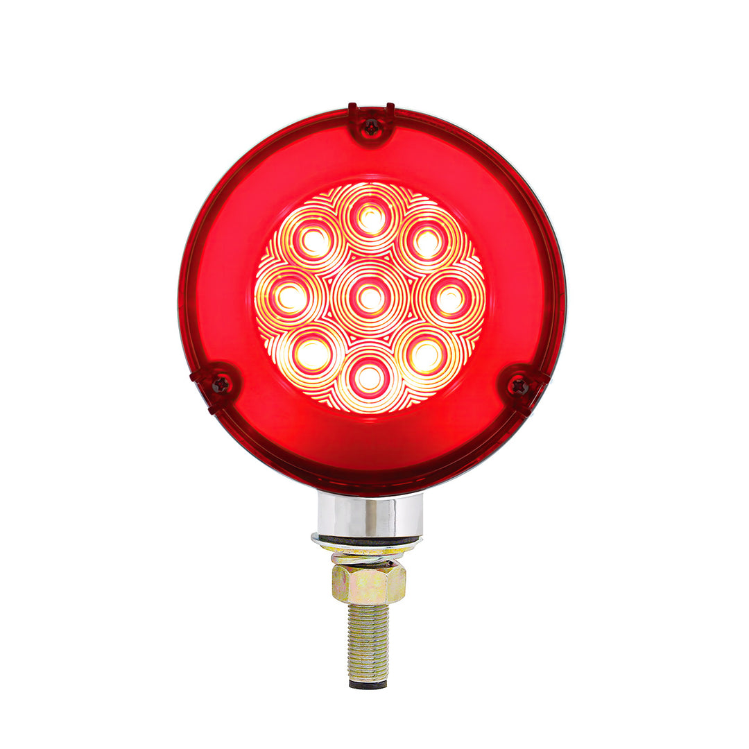 54 LED Single Stud Double Face GloLight (Turn Signal) - Amber &amp; Red LED/Clear Lens