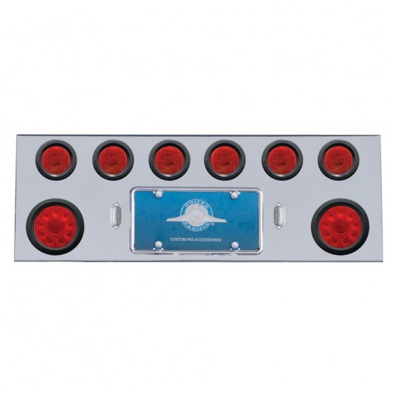 SS Rear Center Panel With 2X 10 LED 4" Lights & 6X 13 LED 2-1/2" Lights -Red LED & Lens