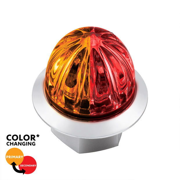 4 LED 3/4" Mini Watermelon Double Fury Light With Clear Lens (Clearance/Marker) - Amber & Red LED