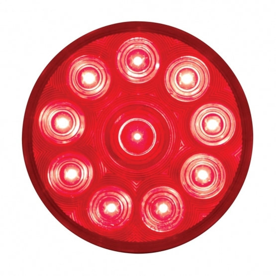 10 LED 4" Round Light (Stop, Turn &amp; Tail) - Red LED/Red Lens
