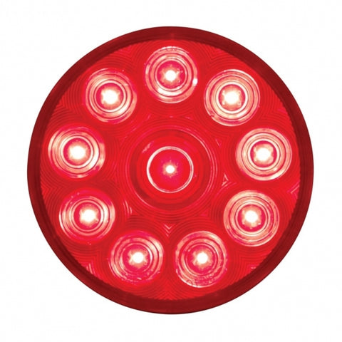10 LED 4" Round Light (Stop, Turn & Tail) - Red LED/Red Lens