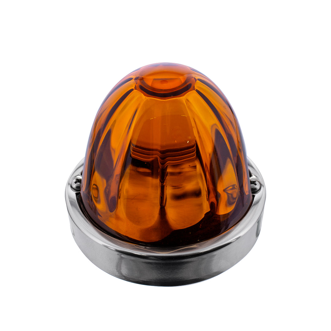 Dual Function Glass Watermelon Flush Mount Kit With LED Bulb - Amber