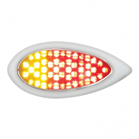 51 LED Duo "Teardrop" Auxiliary/Utility Light With Bezel - Red + Amber LED/Clear Lens