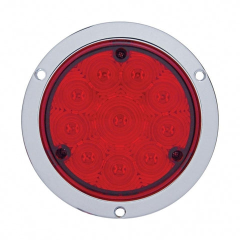 10 LED 4" Round Flange Mount Light (Stop, Turn & Tail) - Red LED/Red Lens