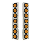 Kenworth Stainless Front Air Cleaner Bracket With 14X 2" Flat Lights & Grommets - Amber Lens