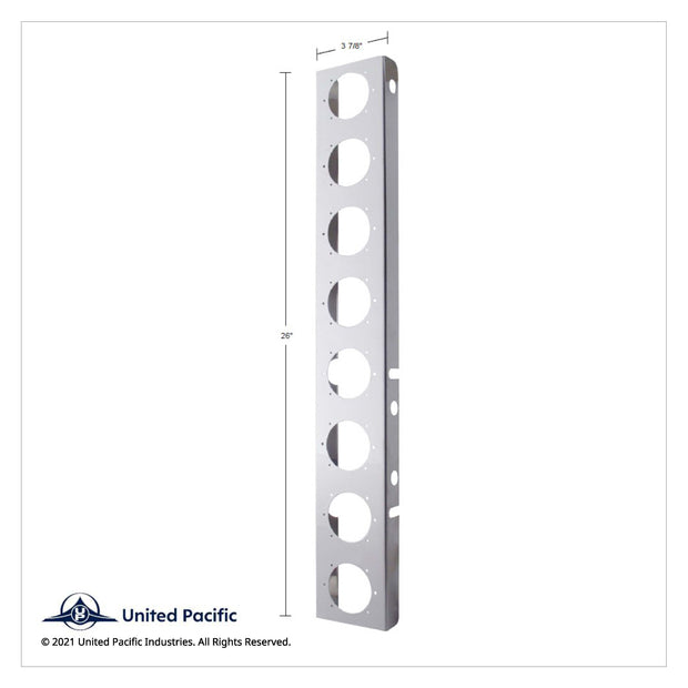 SS Front Air Cleaner Bracket With 16X 9 LED 2" Lights & Bezels For Peterbilt-Amber LED & Lens