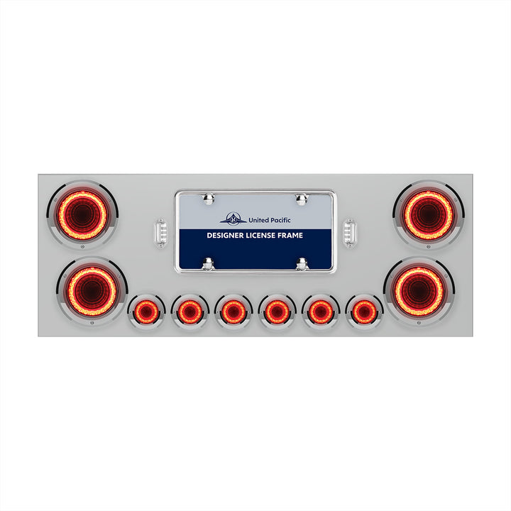 SS Rear Center Panel With Four 23 LED 4" Lights &amp; Six 9 LED 2" Mirage Lights &amp; Bezels - Red LED/Red Lens
