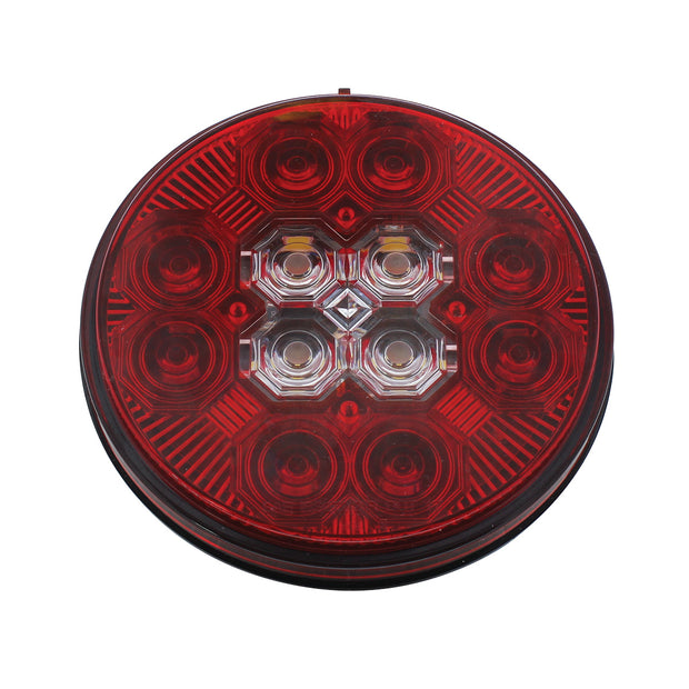 4" Round Combo Light With 12 LED Stop, Turn & Tail & 16 LED Back-Up - Red LED/Red Lens