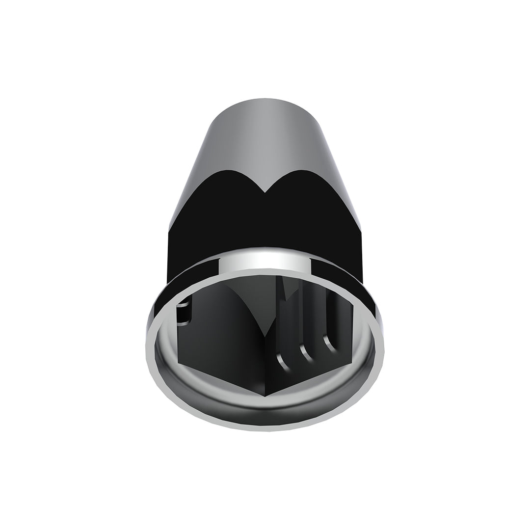 33mm X 2-3/4" Chrome Plastic Nut Covers With Flange - Push-On -Amber Reflector (Color Box of 20)