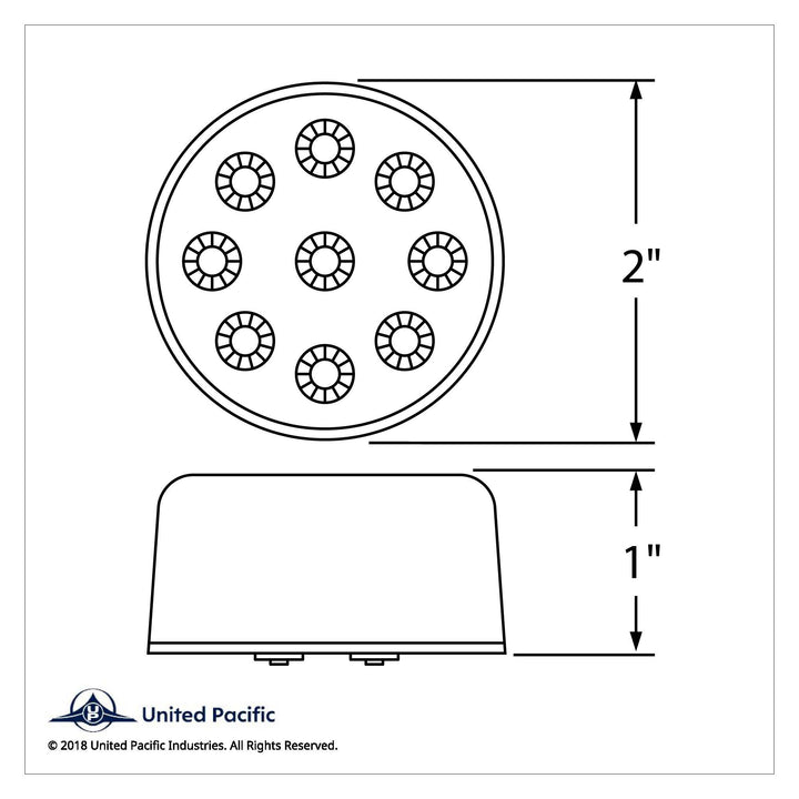 9 LED 2" Round Reflector Light Kit (Clearance/Marker) - Amber LED/Amber Lens