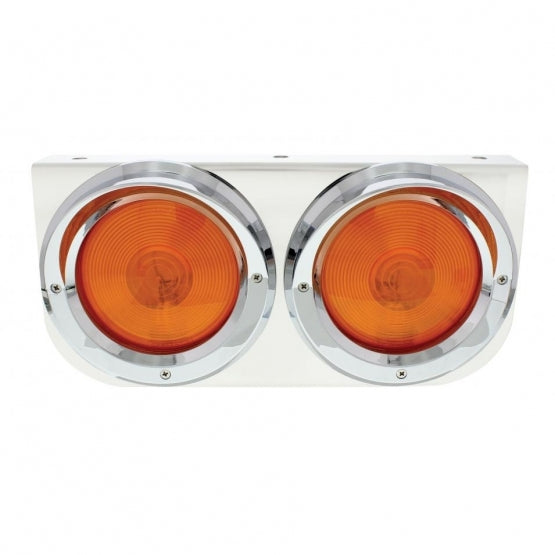 Stainless Light Bracket With 2X 4" Lights &amp; Visors - Amber Lens