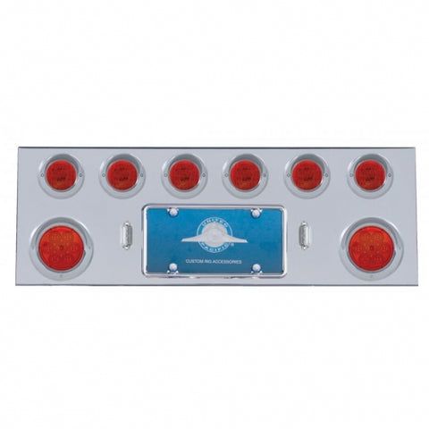 SS Rear Center Panel With 2X 7 LED 4" Reflector Light & 6X 13 LED 2-1/2" Light & Visor -Red LED & Lens