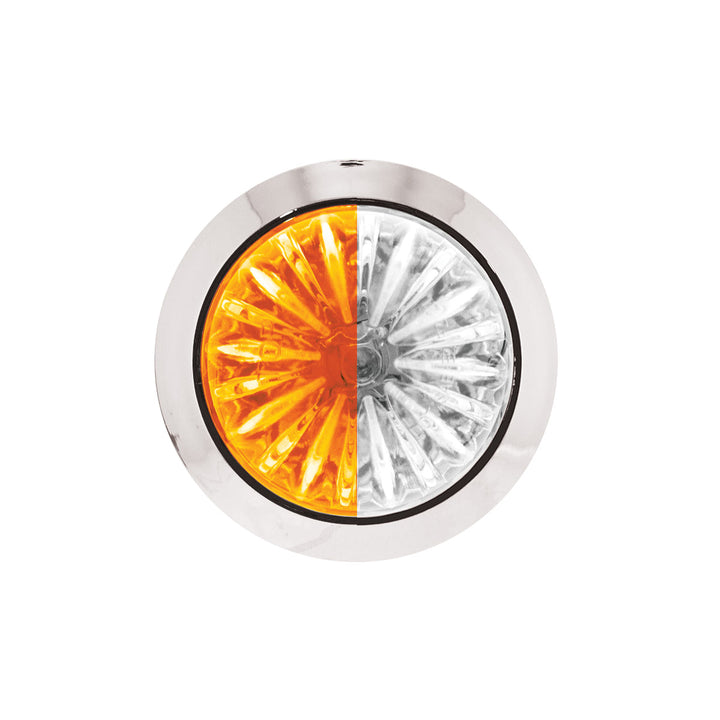 4 LED 3/4" Mini Watermelon Double Fury Light With Clear Lens (Clearance/Marker) - Amber &amp; White LED