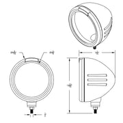 Stainless Steel Bullet Embossed Stripe Headlight No Bulb With LED Signal - Clear Lens