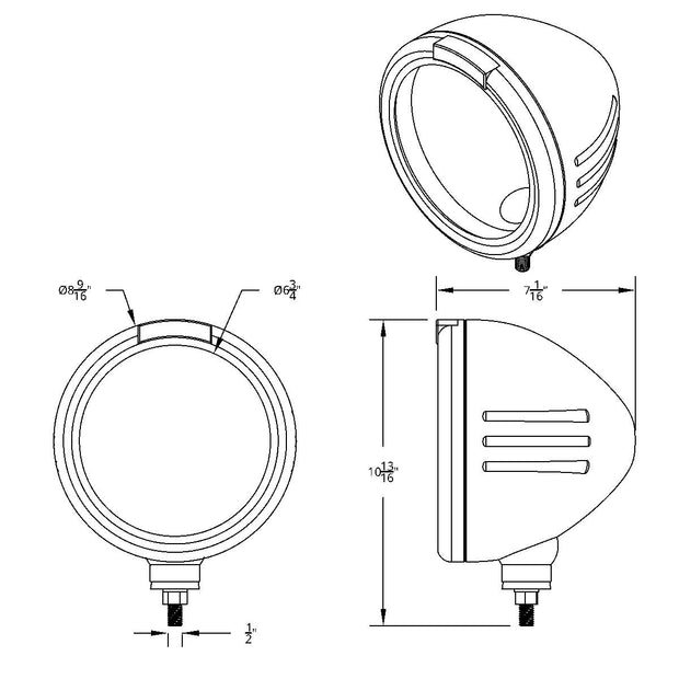 Stainless Steel Bullet Embossed Stripe Headlight No Bulb With LED Signal - Clear Lens