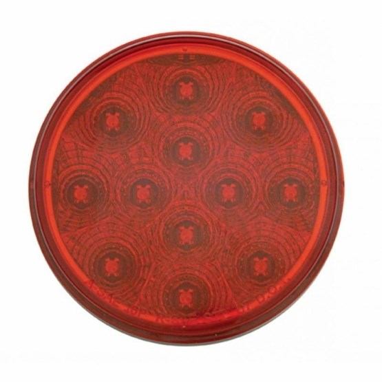 Stainless Top Mud Flap Plate With 3X 12 LED 4" Lights &amp; Grommets - Red LED/Red Lens (Each)