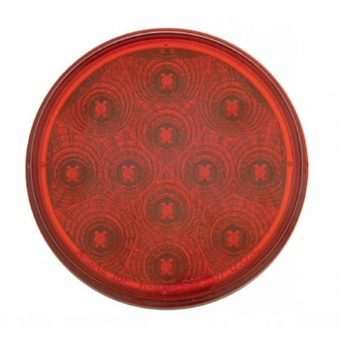 Stainless Top Mud Flap Plate With 3X 12 LED 4" Lights & Grommets - Red LED/Red Lens (Each)