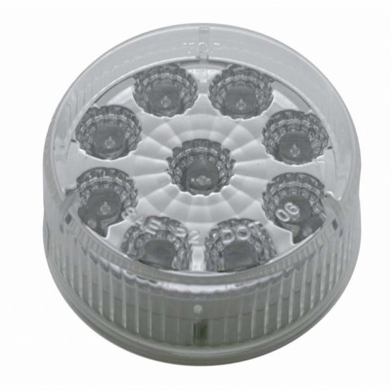 9 LED 2" Round Reflector Light (Clearance/Marker) - Red LED/Clear Lens