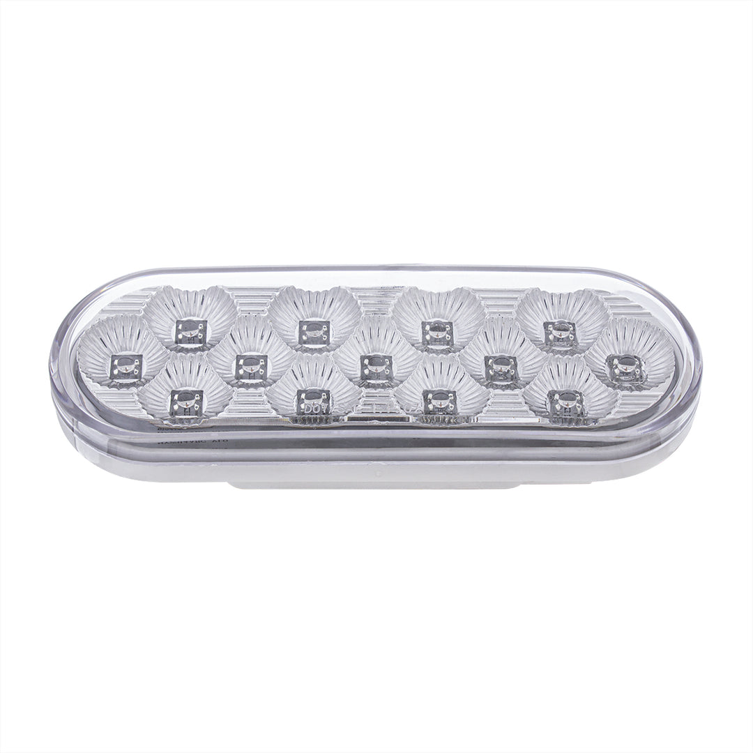 13 LED 6" Oval Double Fury Light (Stop, Turn &amp; Tail) With Warning Light - Red &amp; Amber LED/Clear Lens