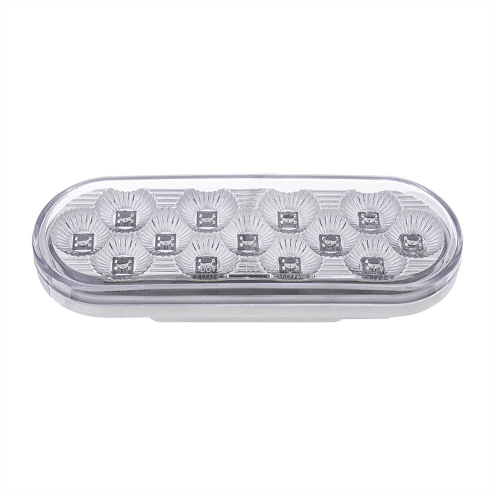 13 LED 6" Oval Double Fury Light (Stop, Turn &amp; Tail) With Warning Light - Red &amp; Amber LED/Clear Lens