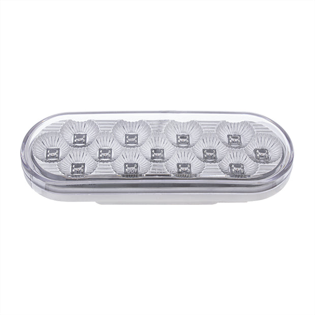 13 LED 6" Oval Double Fury Light (Stop, Turn & Tail) With Warning Light - Red & Amber LED/Clear Lens