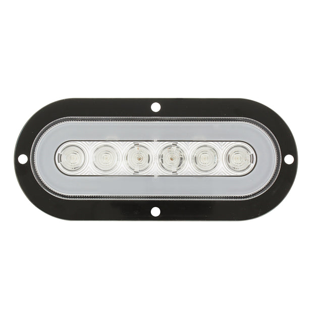 22 LED 6" Oval Flange Mount GloLight (Turn Signal) - Amber LED/Clear Lens