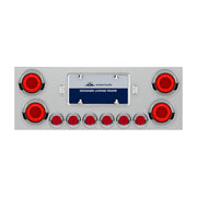 SS Rear Center Panel With Four 16 LED 4" Turbine Light & Six 7 LED 2" Lights & Visor-Red LED/Red Lens