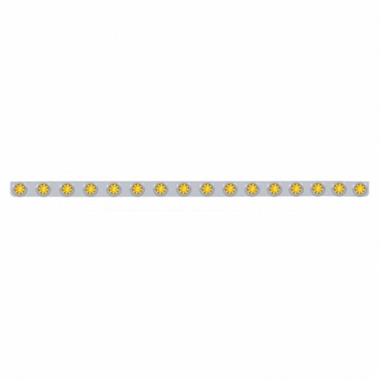79-1/2" SS Bumper Light Bracket With 16X 9 LED 2" Beehive Lights & Bezels -Amber LED & Lens